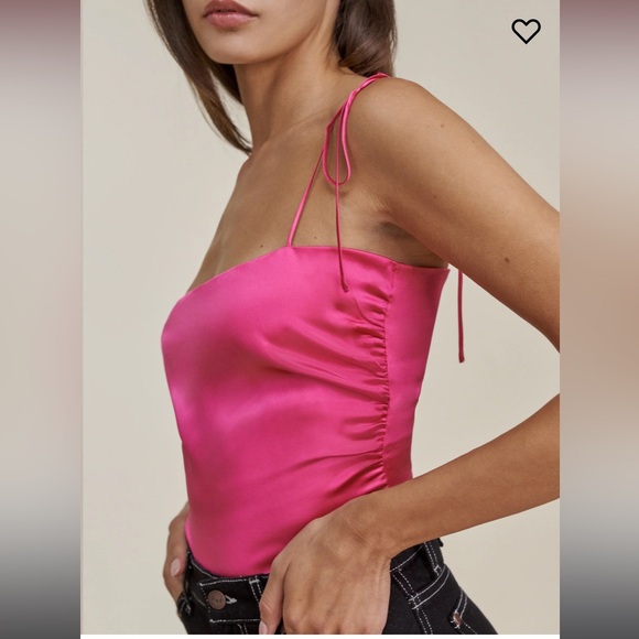 Reformation Lucrezia Silk Spaghetti Strap Top - Hot Pink - Picture 3 of 7